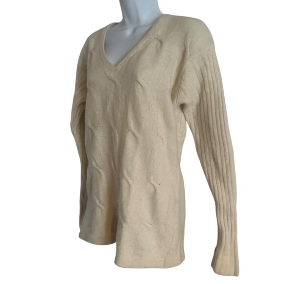 woods & gray women’s sweater size M lambwool angora blend knit cream long sleeve - Picture 3 of 11